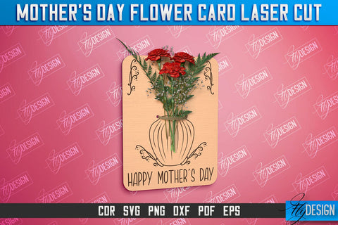 Mother's Day Flower Card Bundle | Greeting Cards | Granny Gift | CNC File SVG Fly Design 
