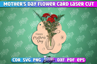 Mother's Day Flower Card | Flower Design | Greeting Cards | Granny Gift | CNC File SVG The T Store Design 