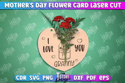 Mother's Day Flower Card | Flower Design | Greeting Cards | Granny Gift | CNC File SVG The T Store Design 