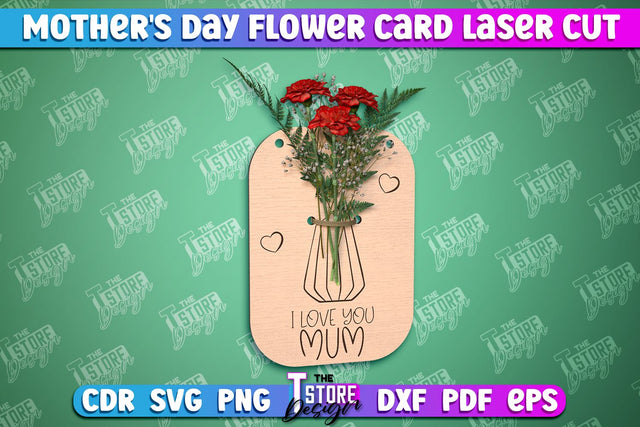 Mother's Day Flower Card | Flower Design | Greeting Cards | Granny Gift | CNC File SVG The T Store Design 