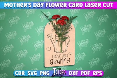Mother's Day Flower Card | Flower Design | Greeting Cards | Granny Gift | CNC File SVG The T Store Design 