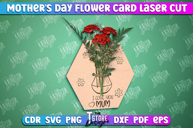 Mother's Day Flower Card | Flower Design | Greeting Cards | Granny Gift | CNC File SVG The T Store Design 