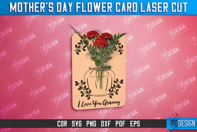 Mother's Day Flower Card | Greeting Cards | Granny Gift | CNC File SVG Fly Design 