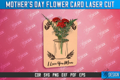 Mother's Day Flower Card | Greeting Cards | Granny Gift | CNC File SVG Fly Design 