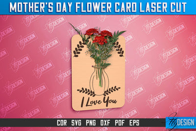 Mother's Day Flower Card | Greeting Cards | Granny Gift | CNC File SVG Fly Design 
