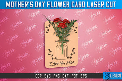 Mother's Day Flower Card | Greeting Cards | Granny Gift | CNC File SVG Fly Design 