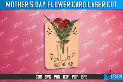 Mother's Day Flower Card | Greeting Cards | Granny Gift | CNC File SVG Fly Design 