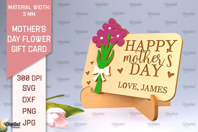 Mother's Day Flower Gift Card SVG. Gift Card Laser Cut SVG Evgenyia Guschina 