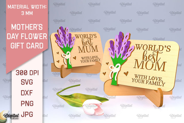 Mother's Day Flower Gift Card SVG. Gift Card Laser Cut SVG Evgenyia Guschina 