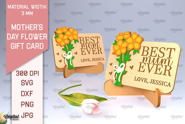 Mother's Day Flower Gift Card SVG. Gift Card Laser Cut SVG Evgenyia Guschina 