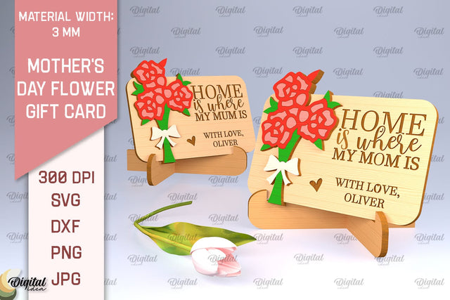 Mother's Day Flower Gift Card SVG. Gift Card Laser Cut SVG Evgenyia Guschina 