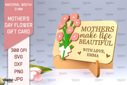 Mother's Day Flower Gift Card SVG. Gift Card Laser Cut SVG Evgenyia Guschina 