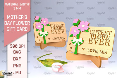 Mother's Day Flower Gift Card SVG. Gift Card Laser Cut SVG Evgenyia Guschina 