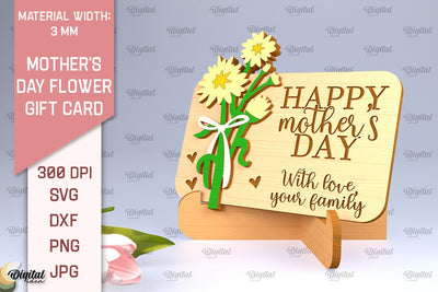 Mother's Day Flower Gift Card SVG. Gift Card Laser Cut SVG Evgenyia Guschina 