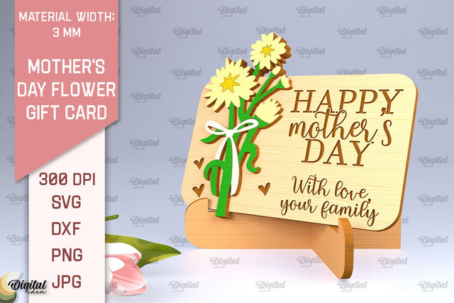 Mother's Day Flower Gift Card SVG. Gift Card Laser Cut SVG Evgenyia Guschina 