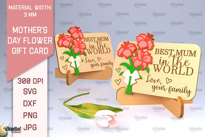 Mother's Day Flower Gift Card SVG. Gift Card Laser Cut SVG Evgenyia Guschina 