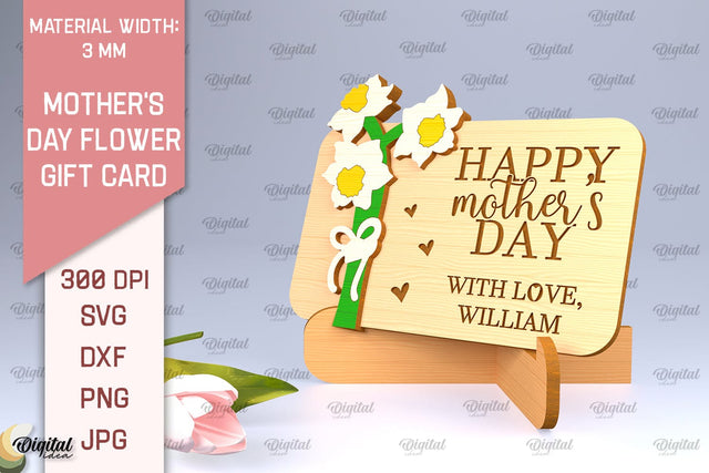 Mother's Day Flower Gift Card SVG. Gift Card Laser Cut SVG Evgenyia Guschina 
