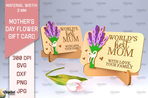 Mother's Day Flower Gift Cards SVG Bundle. Gift Cards Laser Cut SVG Evgenyia Guschina 