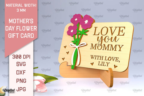 Mother's Day Flower Gift Cards SVG Bundle. Gift Cards Laser Cut SVG Evgenyia Guschina 