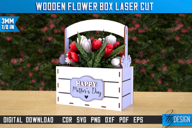 Mother's Day Flower Holder Laser Cut | Flower Box | Gift Idea | Flower Stand | CNC File SVG Fly Design 