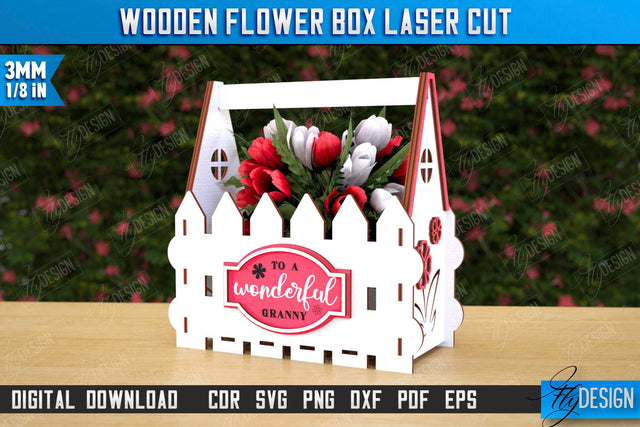 Mother's Day Flower Holder Laser Cut | Flower Box | Gift Idea | Flower Stand | CNC File SVG Fly Design 