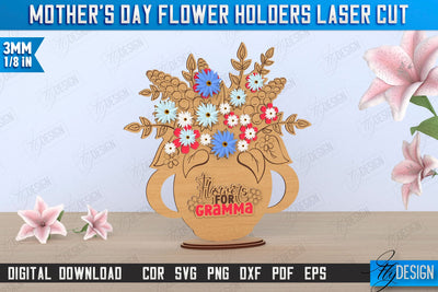 Mother's Day Flower Holder Laser Cut | Mother's Day Gift Idea | Flower Stand | CNC File SVG Fly Design 