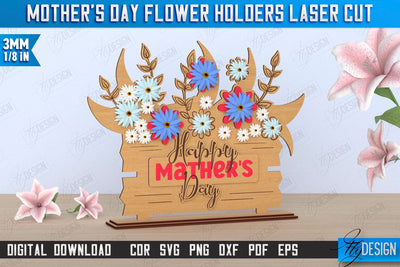Mother's Day Flower Holder Laser Cut | Mother's Day Gift Idea | Flower Stand | CNC File SVG Fly Design 