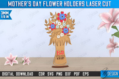 Mother's Day Flower Holder Laser Cut | Mother's Day Gift Idea | Flower Stand | CNC File SVG Fly Design 