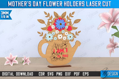 Mother's Day Flower Holder Laser Cut | Mother's Day Gift Idea | Flower Stand | CNC File SVG Fly Design 