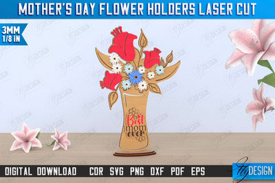 Mother's Day Flower Holder Laser Cut | Mother's Day Gift Idea | Flower Stand | CNC File SVG Fly Design 