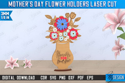 Mother's Day Flower Holder Laser Cut | Mother's Day Gift Idea | Flower Stand | CNC File SVG Fly Design 