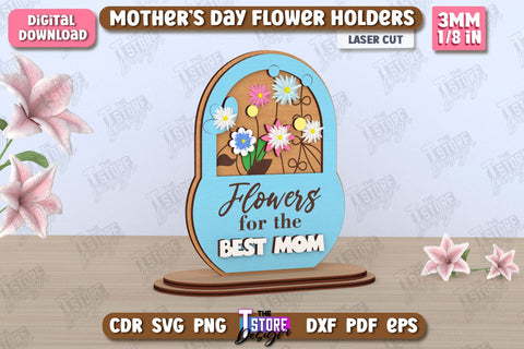 Mother's Day Flower Holders Bundle | Mother's Day Gift Idea | Flower Stand | CNC Files SVG The T Store Design 