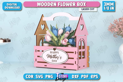 Mother's Day Flower Holders | Flower Box | Mother's Day Gift Idea | Flower Stand | CNC File SVG The T Store Design 