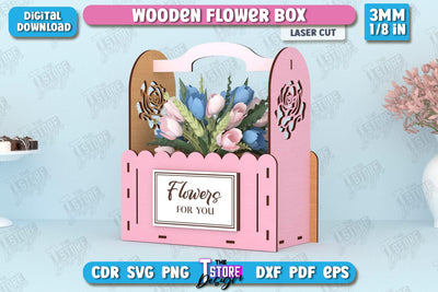 Mother's Day Flower Holders | Flower Box | Mother's Day Gift Idea | Flower Stand | CNC File SVG The T Store Design 