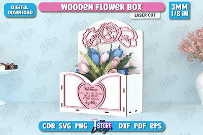 Mother's Day Flower Holders | Flower Box | Mother's Day Gift Idea | Flower Stand | CNC File SVG The T Store Design 
