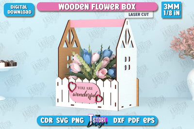 Mother's Day Flower Holders | Flower Box | Mother's Day Gift Idea | Flower Stand | CNC File SVG The T Store Design 