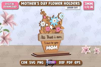 Mother's Day Flower Holders | Mother's Day Gift Idea | Flower Stand | CNC File SVG The T Store Design 