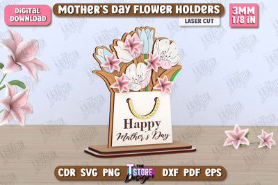 Mother's Day Flower Holders | Mother's Day Gift Idea | Flower Stand | CNC File SVG The T Store Design 