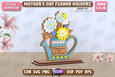 Mother's Day Flower Holders | Mother's Day Gift Idea | Flower Stand | CNC File SVG The T Store Design 