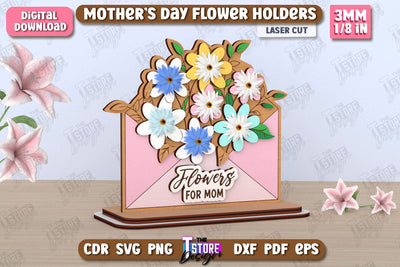 Mother's Day Flower Holders | Mother's Day Gift Idea | Flower Stand | CNC File SVG The T Store Design 