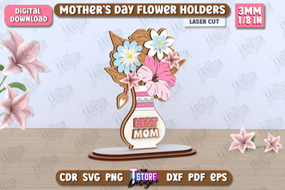 Mother's Day Flower Holders | Mother's Day Gift Idea | Flower Stand | CNC File SVG The T Store Design 