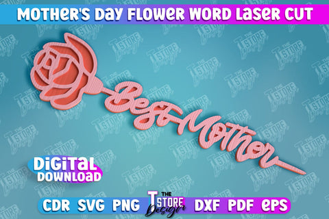 Mother's Day Flower Word Laser Cut SVG Bundle | Flower Word Laser Cut | 3d Flower Design SVG The T Store Design 