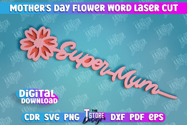 Mother's Day Flower Word | Layered Flower Design | Granny Gift | CNC File SVG The T Store Design 