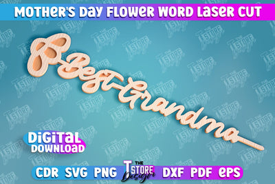Mother's Day Flower Word | Layered Flower Design | Granny Gift | CNC File SVG The T Store Design 