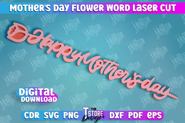 Mother's Day Flower Word | Layered Flower Design | Granny Gift | CNC File SVG The T Store Design 