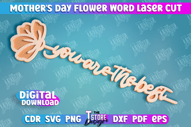 Mother's Day Flower Word | Layered Flower Design | Granny Gift | CNC File SVG The T Store Design 