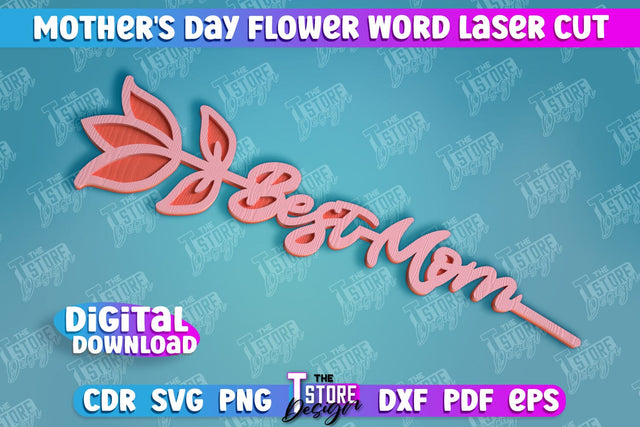 Mother's Day Flower Word | Layered Flower Design | Granny Gift | CNC File SVG The T Store Design 