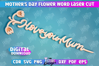 Mother's Day Flower Word | Layered Flower Design | Granny Gift | CNC File SVG The T Store Design 