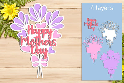 Mother's Day flowers bouquet laser cut, Layered flowers svg SVG AnastasiyaArtDesign 