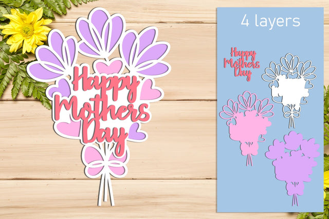 Mother's Day flowers bouquet laser cut, Layered flowers svg SVG AnastasiyaArtDesign 